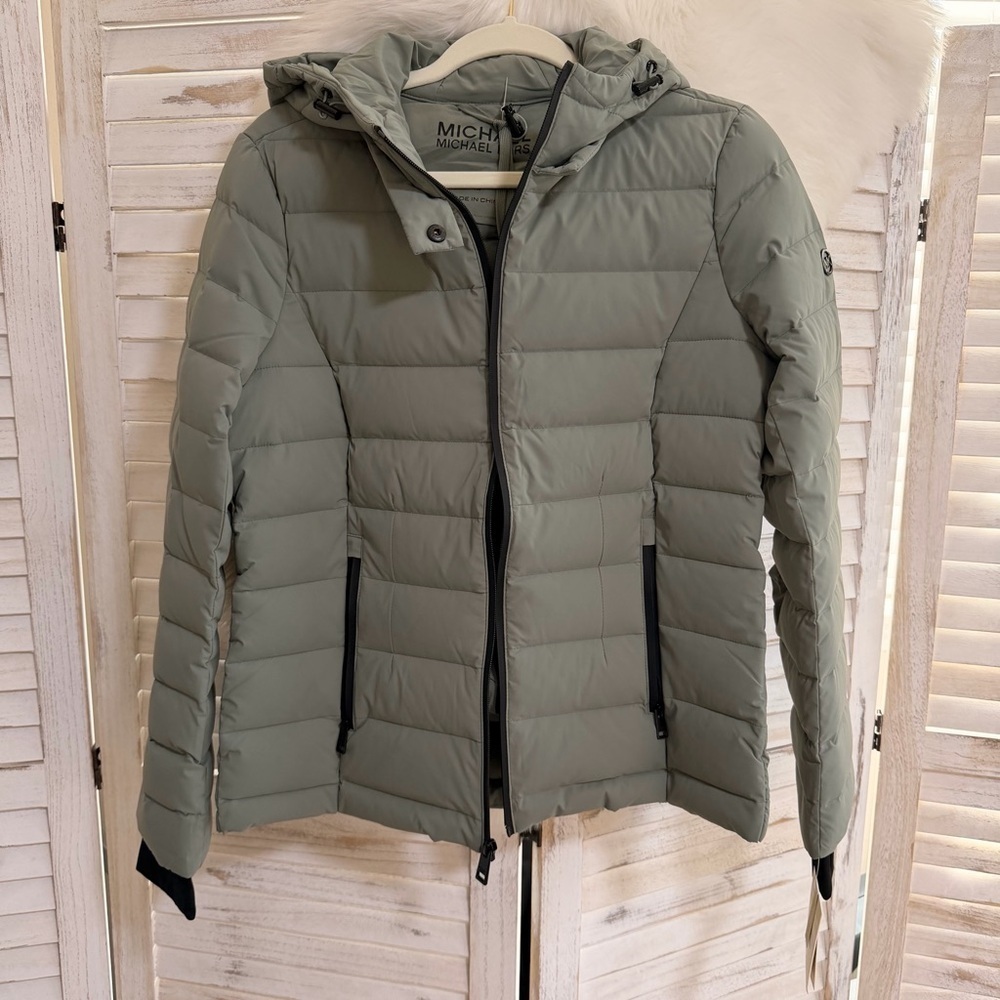 Michael Kors Olive Hooded Puffer Jacket - Picture 15 of 16